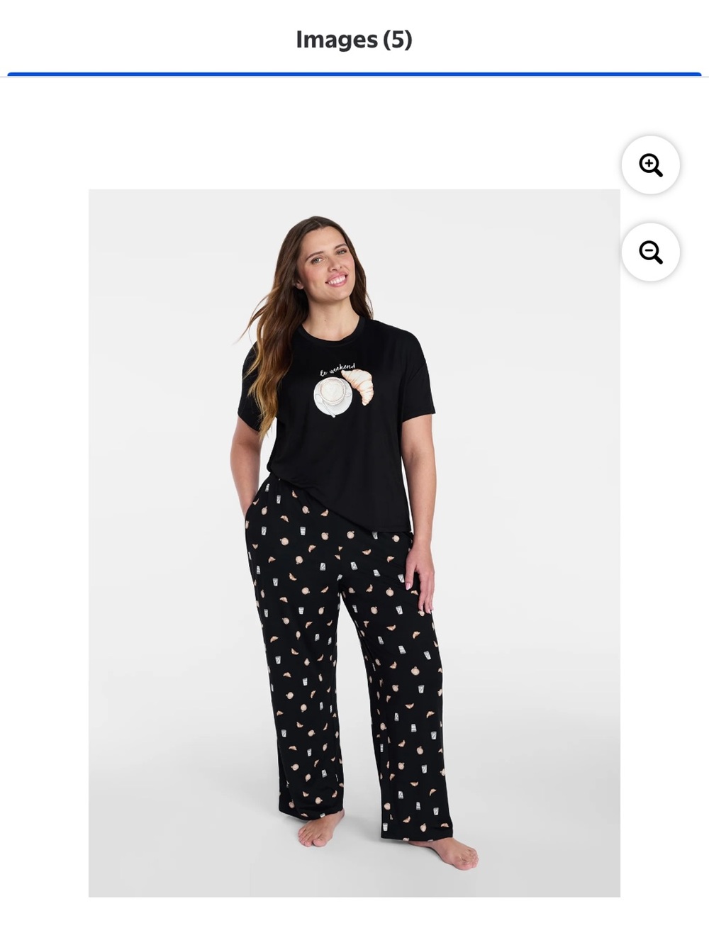 Black Shell Print Pajama Set